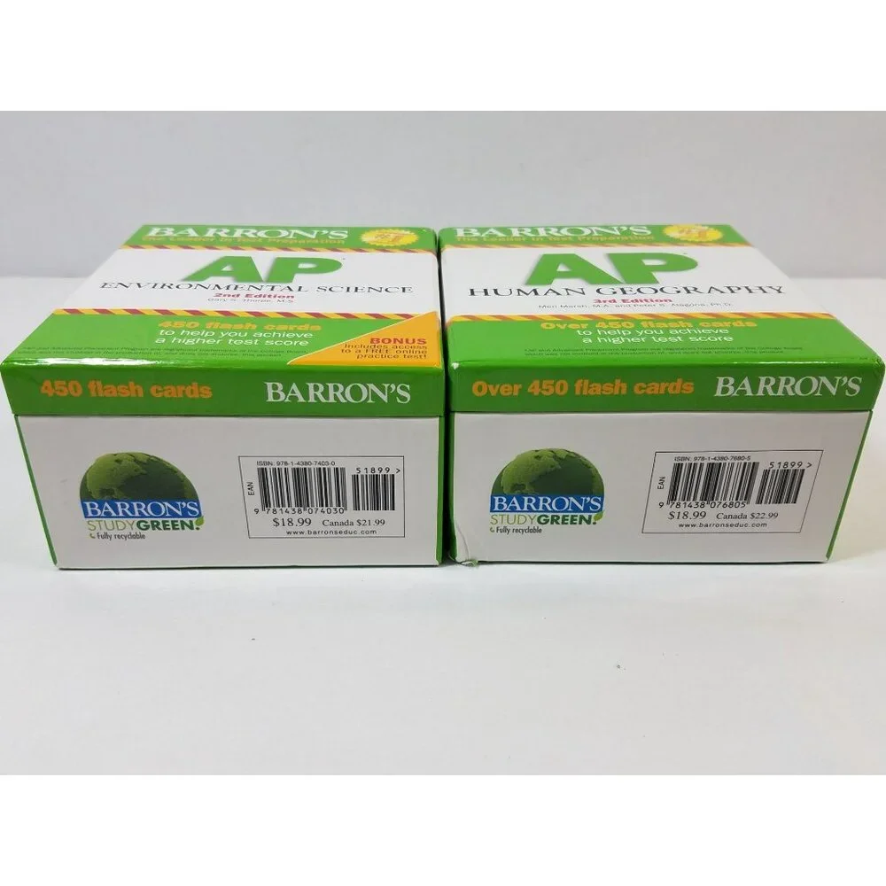 Barron's AP Human Geography  & Enviromental Science Flash Cards 450+ Cards